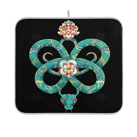 

The End Body Shape Snake Dish Drying Mat Kitchen Mats Microfiber Counter Absorbent Dish Pad Drainer Rack