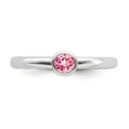 thumbnail image 4 of 925 Sterling Silver Stackable Expressions High 4mm Round Pink Tourmaline Ring Size: 8; for Adults and Teens; for Women and Men, 4 of 5