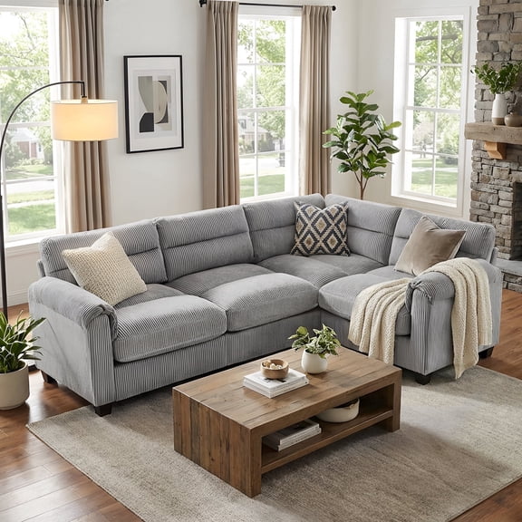 Bonzy Home Sofa Modular Sectional Couches, L‑Shaped Couch, Ultra‑Comfort Seating – Configurable for Living Room & Family Room; Gray