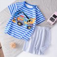 thumbnail image 4 of NOLDARES Toddler Infant Baby Boy Outfits 2 Pieces Round Neck Short Sleeve T-Shirt Casual Cargo Shorts Truck Print Clothes(Blue,3-4 Y), 4 of 5