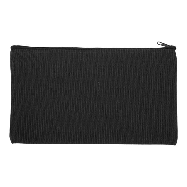 Estuche de Lápiz de Lona Uxcell, Bolsa de Maquillaje de Lona de 8.3x4.7 Pulgadas con Cremallera para Almacenamiento de Material de Oficina, Cosméticos, Manualidades DIY, Negro