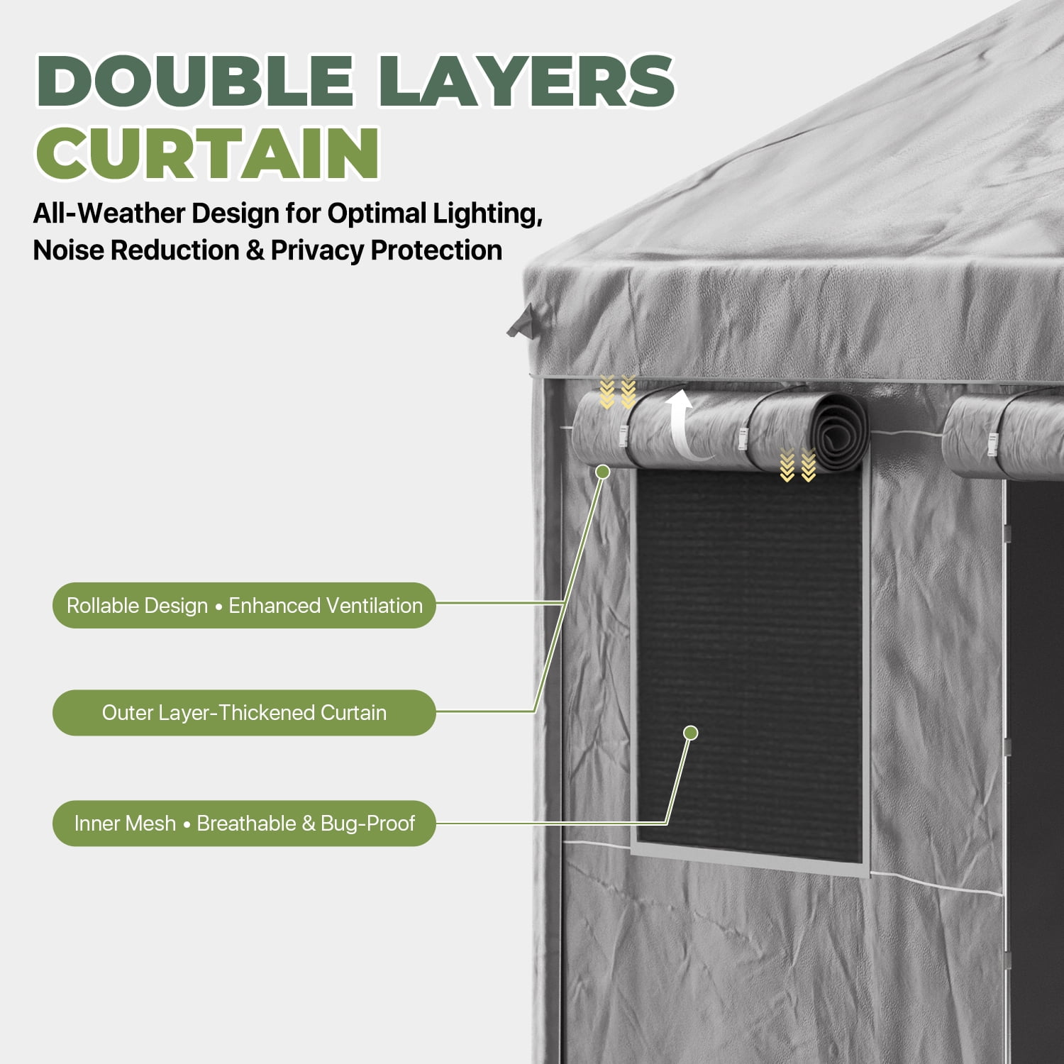 BaPiPro 10x20FT Grey Gable Top Carport, Multifunctional Outdoor Storage Shelter with All-Weather Metal Frame for Patio Vehicle Parking & Outdoor Gear Storage