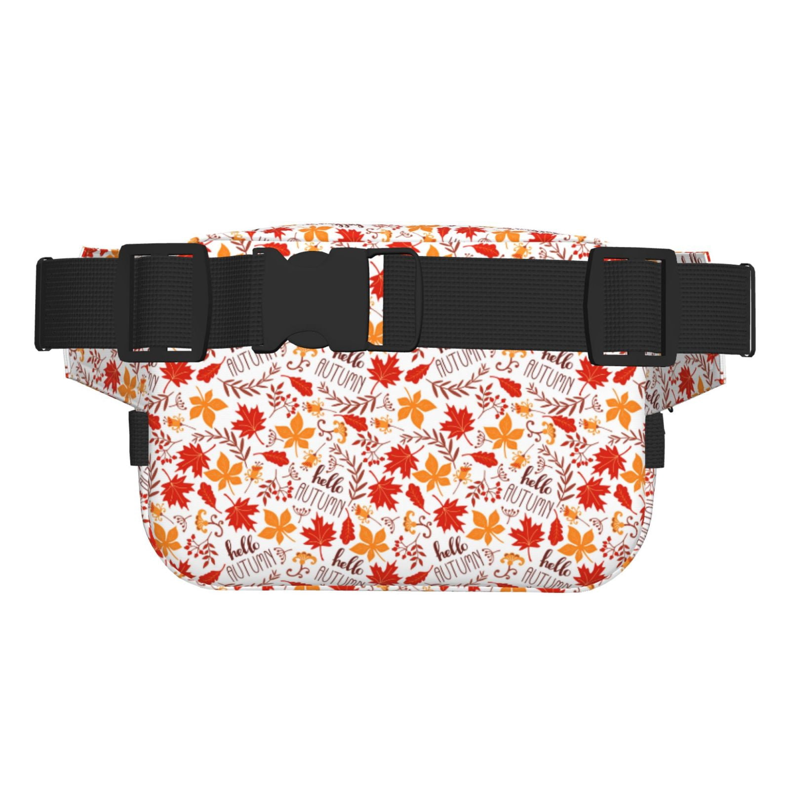 Picia Hello Autumn Maple Leaf Print Square Double-Layer Waist Bag Mini Adjustable Waist Belt Bag Exercise Running Travel Hiking