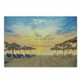thumbnail image 1 of Summer Cutting Board, Sandy Beach with Vivid Sunrise Paradise Relaxation Tropical Holiday Place Picture, Decorative Tempered Glass Cutting and Serving Board, Small Size, Tan Blue, by Ambesonne, 1 of 1