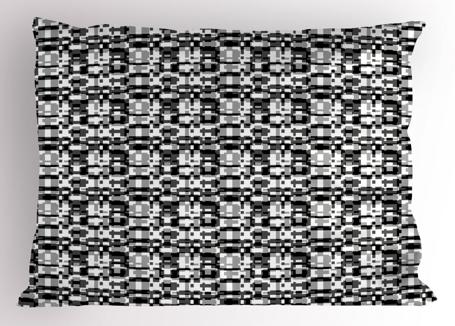 Ambesonne Black Asymmetric Microfiber Pillow Shams, Standard/Queen