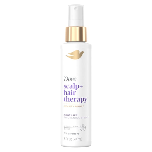 Dove Density Boost Root Lift Thickening Spray for Fuller Hair, Scalp + Hair Therapy with Vitamin B3, Zinc and 0% sulfates, 5 fl oz