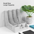 thumbnail image 3 of Deli Magazine File Book Holder with Pencil Holder and Storage Baskets, 3 Compartments, Plastic, Gray, 3 of 11