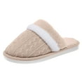 thumbnail image 5 of Womens Mens Knit Fuzzy Slippers Winter Warm Cozy Memory Foam House Shoes Knitted Indoor and Outdoor Bedroom Plush Slip on Slides, 5 of 6