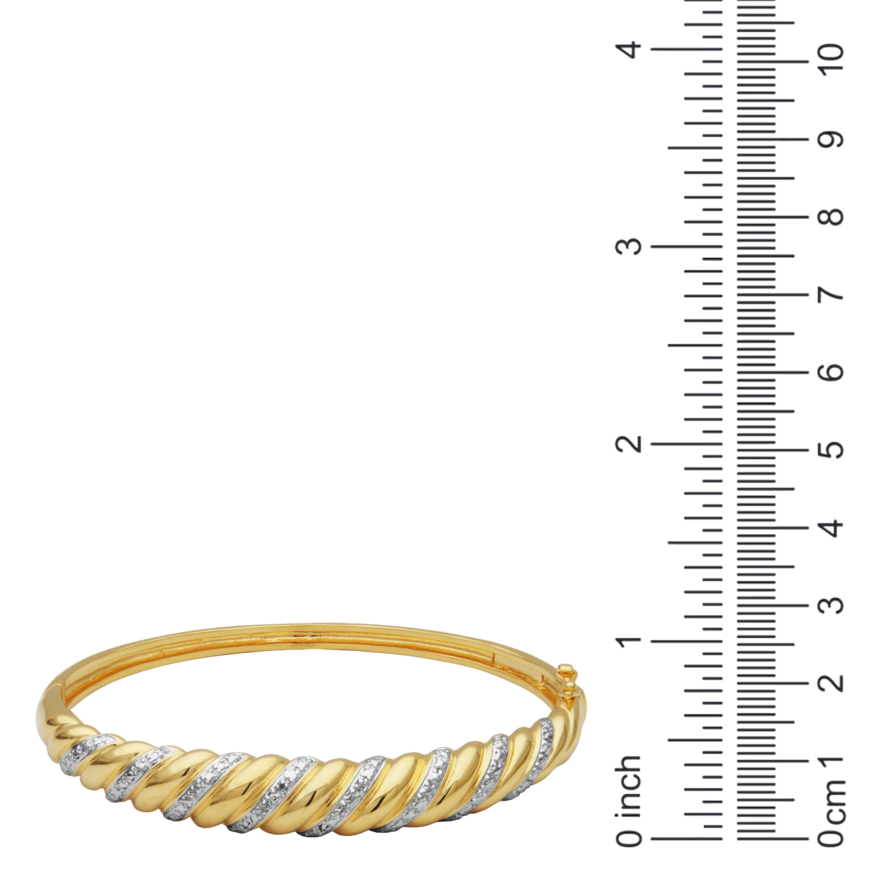 Forever Facets Diamond Accent Swirl Cuff Bangle in Two-Tone Rhodium over Bronze, Adult Female
