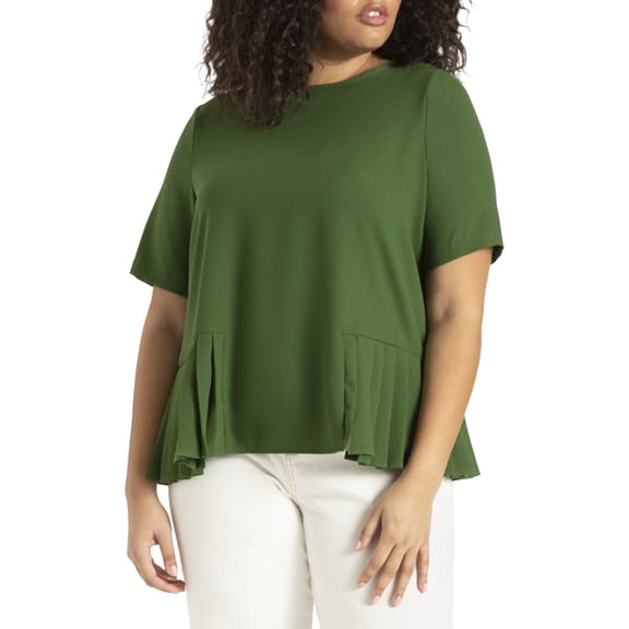 ELOQUII Women's Plus Size Pleated Hem Top