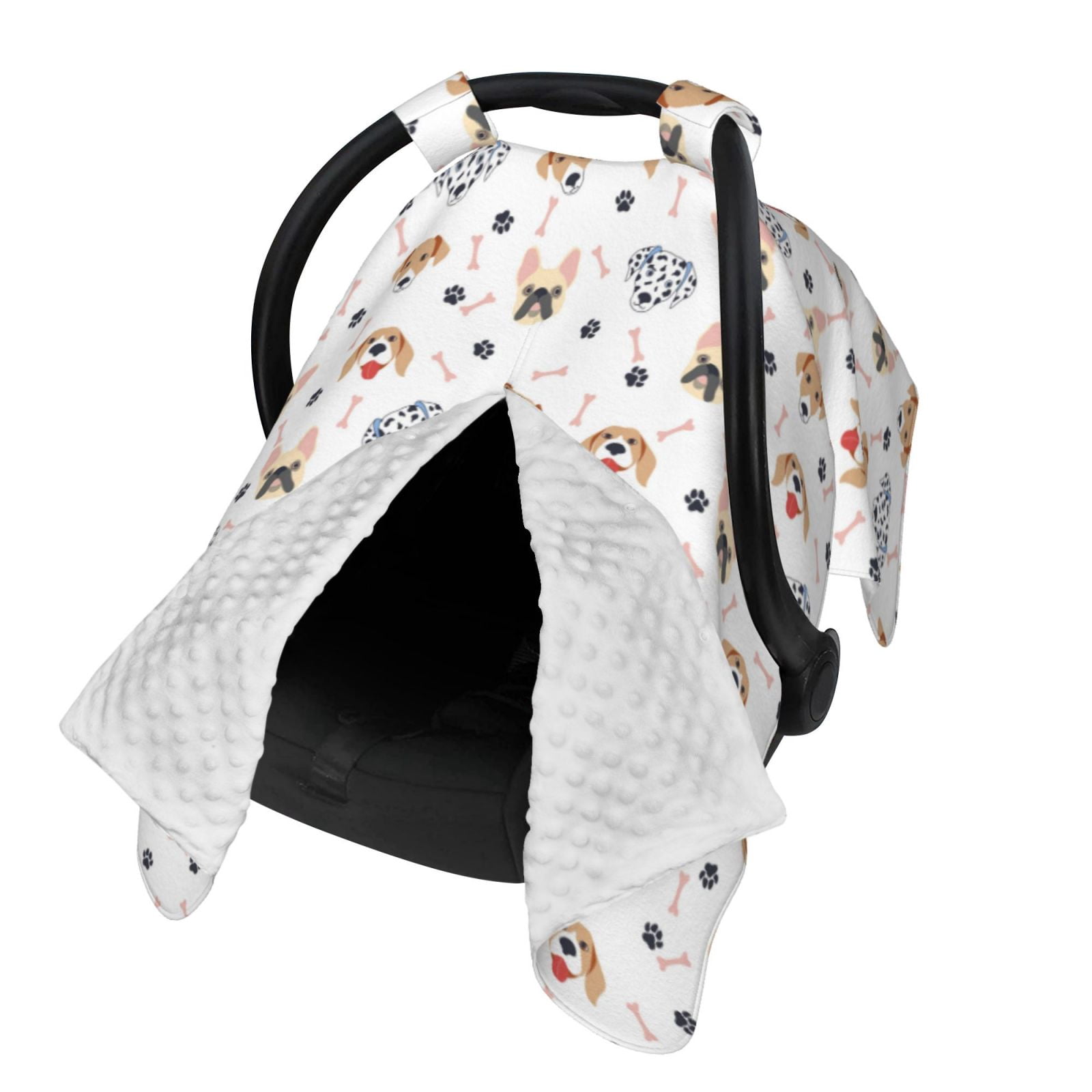 Naloa Cute Cartoon Dogs Baby Car Seat Cover, Breathable Baby Carrier Cover, Multiuse Baby Carrier Cover & Nursing Breastfeeding Cover