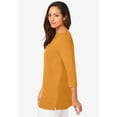 thumbnail image 3 of Jessica London Women's Plus Size Boatneck Tunic Top 3/4 Sleeve Shirt  Loose Fit, 3 of 5