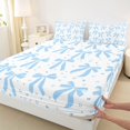 thumbnail image 3 of jejeloiu Kawaii Bowknot Ribbon Full Size Sheets,Blue Cute Stars Bed Sheets For Girls Teens 4 Pieces, 3 of 7