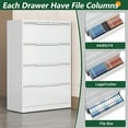 thumbnail image 5 of Lateral File Cabinet, 4 Drawer Wide File Cabinet, Metal Filing Cabinets with Lock, Large Deep Drawer for Home Office School Hanging Files Letter/Legal/A4/F4 Size, Assembly Required, White, 5 of 9