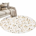 thumbnail image 2 of Yellow Brown Leaf Round Area Rug 3 FT,Small Kitchen Bathroom Mats,Modern Botanical Foliage Plant Country Washable Indoor Outdoor Throw Runner Rugs Doormat for Table Shower Sofa Entryway, 2 of 8
