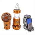 thumbnail image 2 of Linterna Solar con Luz y Ventilador - Lámpara de Camping Portátil, Plegable y Recargable, 6 en 1, con Ventilador y Estación de Carga, Color Dorado, 2 of 10