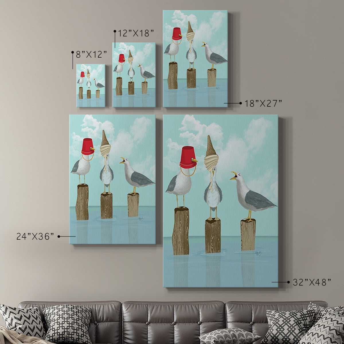 Silly Seagulls Premium Gallery Wrapped Canvas - Ready to Hang