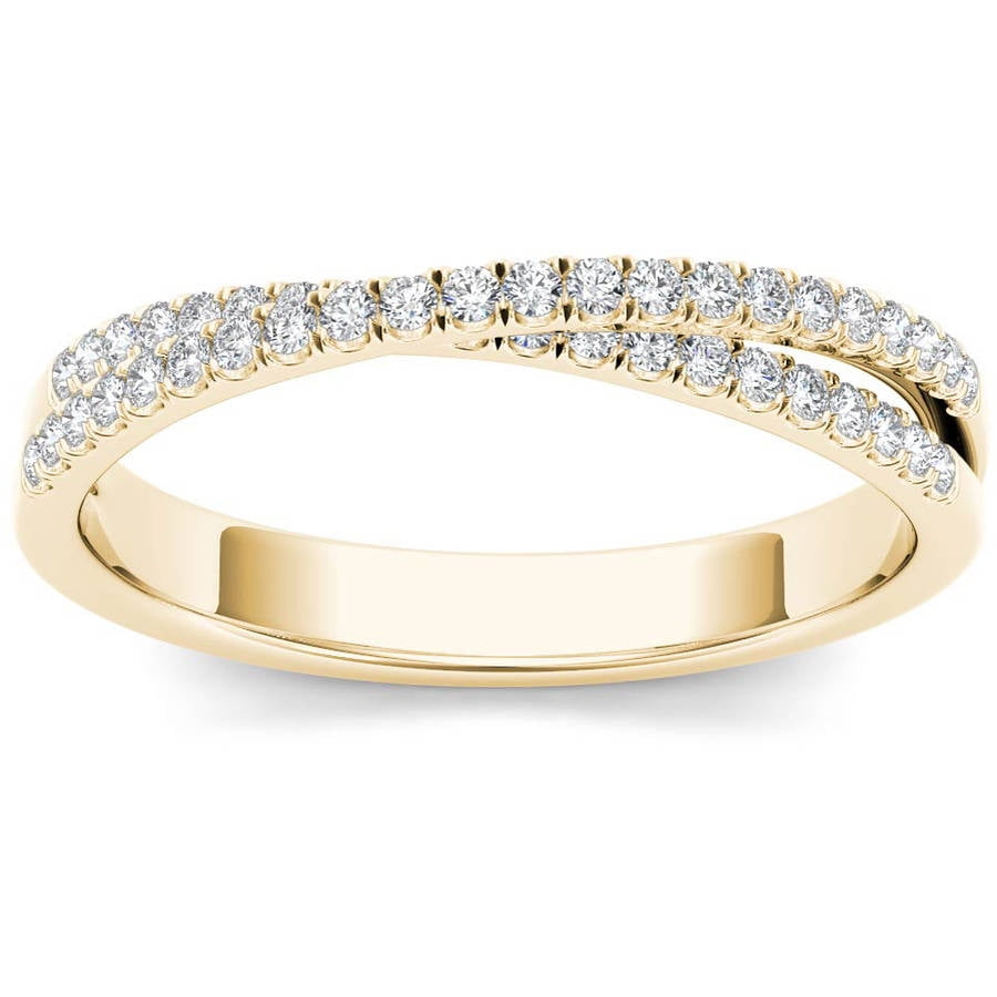 Imperial 1 4 Carat T.W. Diamond Cross Over 10kt Yellow Gold Wedding Band by Imperial Jewels