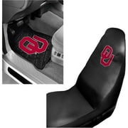 NCAA Oklahoma 2 pc Front Floor Mats and Oklahoma Car Seat Cover Value Bundle