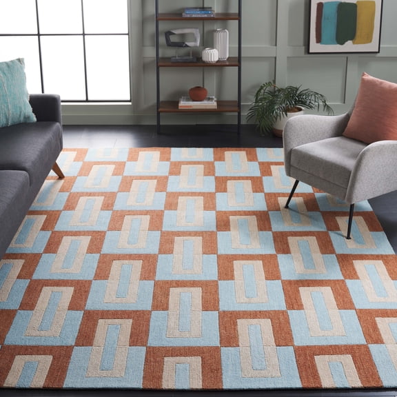 Safavieh Genre Bertha Geometric Area Rug, Light Blue/Rust, 3' x 5'