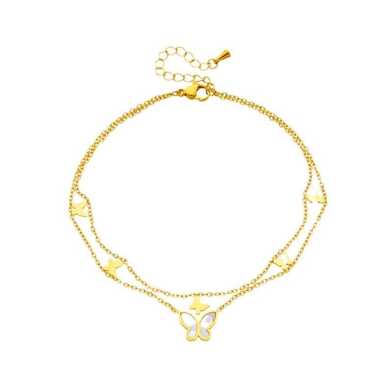Yomhary Butterfly Stainless Steel Ankle Bracelet for Women