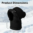 thumbnail image 5 of Amaopus Womens Knit Beanie Hat, Fleece Lined Winter Scarf Mask Set, Snow Caps Plush Earmuff Skull Hats with Pompom(Black), 5 of 7