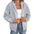 thumbnail image 2 of Womens Zip Up Hoodies Oversized Sweatshirt Long Sleeve Fleece Jackets Coat Workout Light Gray M, 2 of 9