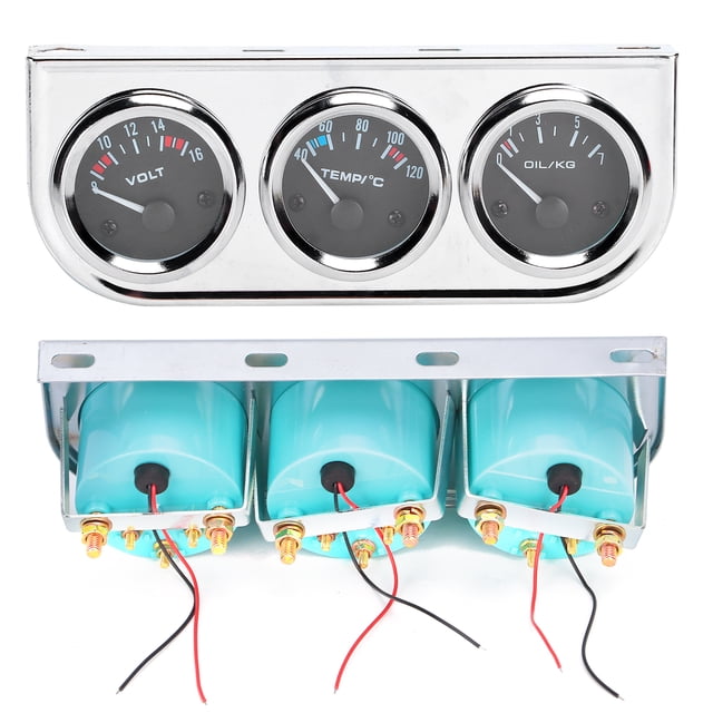Cergrey Triple Gauge Set,52mm Car Gauges,M10x1 52mm 3 In 1 Car Gauge Water Temperature + Oil Pressure + Voltage Combination Instrument For Auto Modification