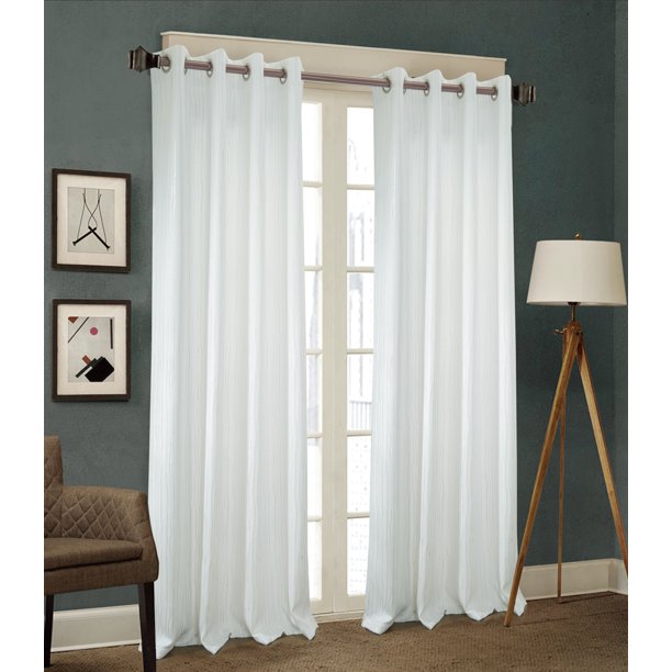 Kodiak Metallic Striped Blackout 72 X 84 In Grommet Curtain Panel Pair In White Walmart Com