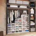thumbnail image 5 of Foldable Shoe Rack, 4-Tier Stackable Shoe Organizer with Magnetic Clear Doors, Space-Saving Closet Storage for Entryway, 5 of 5