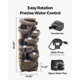 thumbnail image 3 of KFFKFF Outdoor Water Fountain, 38.98 in Tall, 7-Tier Rock-Inspired Cascading Design with LED Light and Pump, Ideal for Gardens, Patios, Backyards, and Indoor Spaces, 3 of 9