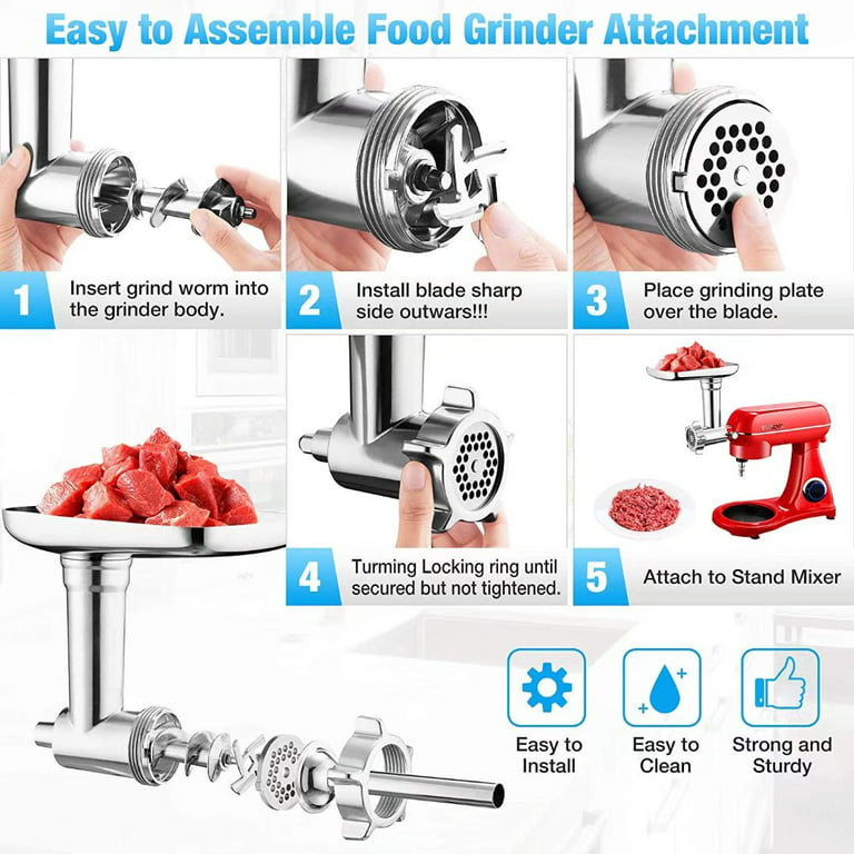 Metal Food Grinder Attachment for PHISINIC & for KitchenAid Stand Mixer,Meat  Grinder Accessories, Sausage Stuffer Attachment