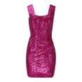 thumbnail image 5 of IROINNID Sequin Dress for Women Party Holiday Night Mini Dress Summer V-Neck Solid Color Camis Dress Sequin Dress,Pink, 5 of 7