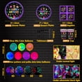thumbnail image 2 of Glow Neon Party Supplies Glow in The Dark Party Decorations BlackLight Party Tableware Set - Plates, Black Light Banners, Fluorescent Balloons, Graffiti Tablecloth, Garland, Napkins, 2 of 4
