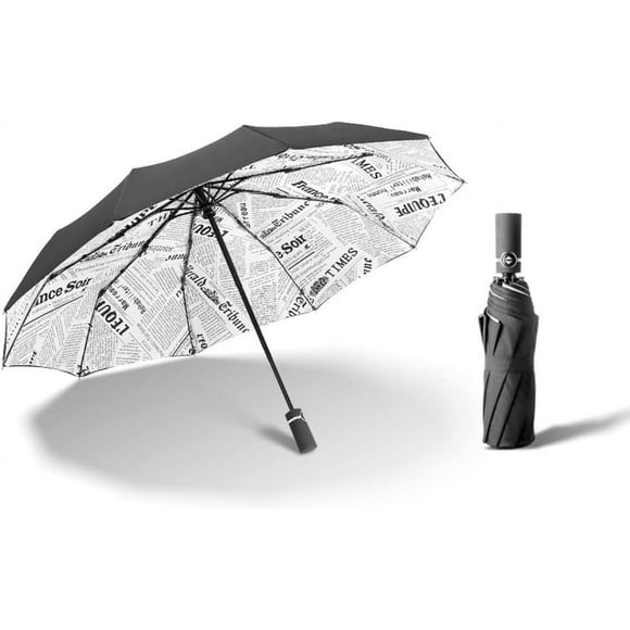 Huggegwe Parapluie Double Deck 10K Entièrement Automatique, Parapluie Pliant pour Journal d'Affaires, Parapluie à Trois Plis pour Publicité et Tir CJB91-116994