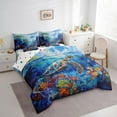 thumbnail image 3 of Feelyou Sea Turtle Animal Twin Bedding Sets 7pcs, Dreamy Ocean Coral Bedding Comforter Set, 3 of 8