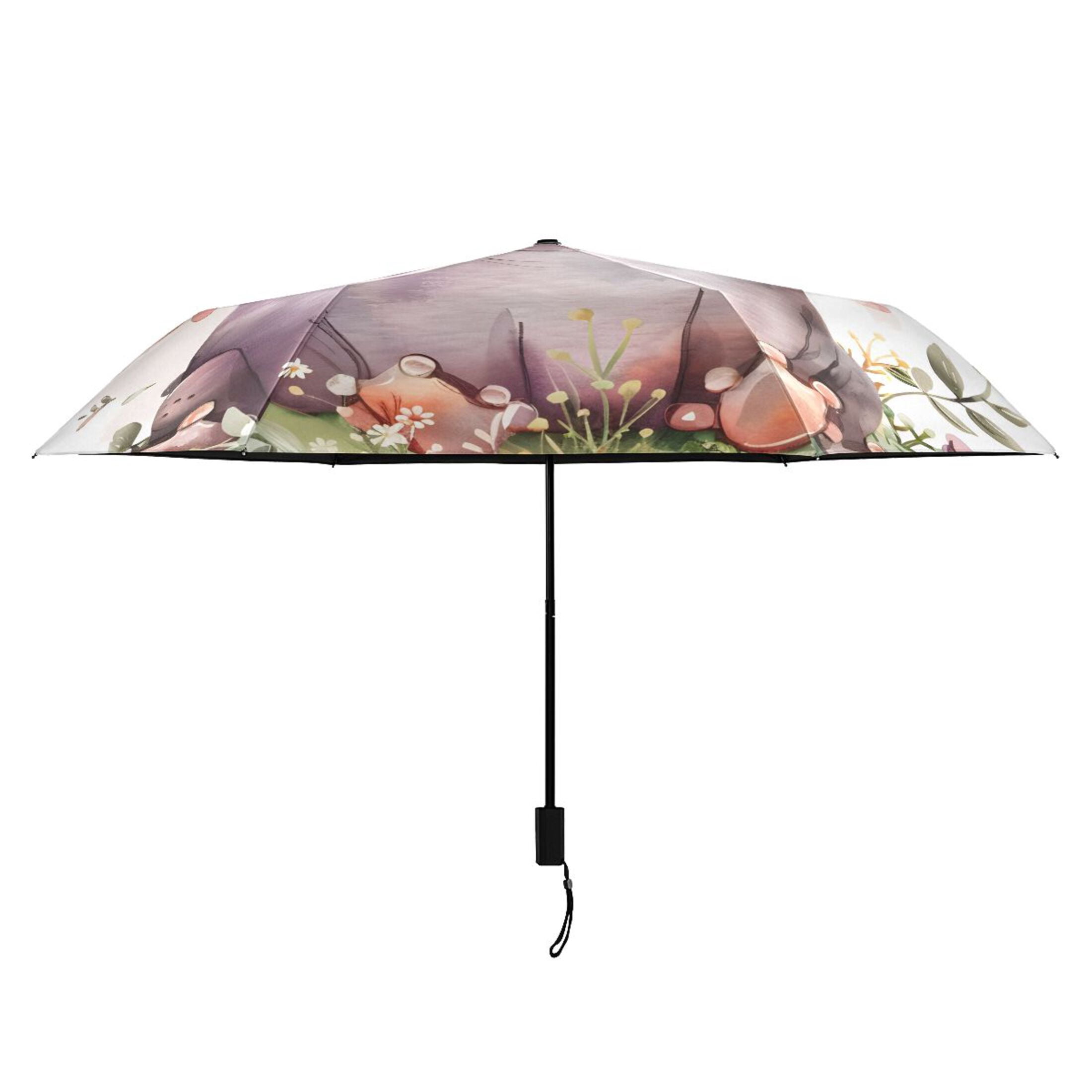 Little Princess Hippo Compact Sun Umbrella Windproof Travel Umbrellas for Rain Strong Portable UV Protection