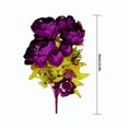 thumbnail image 2 of Ramo de flores de peonía artificial Oficina en el hogar Decoración floral falsa Ramo de flores de seda para banquete de boda, Morado oscuro Eigraketly HA7181-09B, 2 of 6