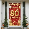 thumbnail image 3 of Golden Decor Happy 80th Birthday Banner Red Background 80th Birthday Display Crown Design Balloon Elements Golden Birthday Backdrop for Elderly Birthday Family Gathering Milestone Party, 3 of 9