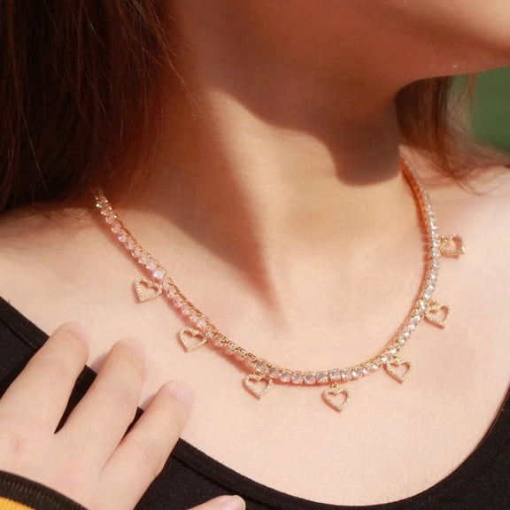 11Ct Round Cut Lab Created Diamond Women's Tennis Necklace 14k Rose Gold Plated