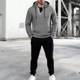 thumbnail image 3 of RUTAYY Men's Outfits Half Zip Hooded Sweatshirt Jogger Pants Solid Color Casual Long Sleeve Tracksuit with Pockets Daily Wear Holiday Chic Sets, 3 of 4