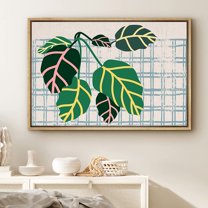 PixonSign Framed Canvas Print Wall Art Green and Black Velvet Leaves Nature Plants Photography Modern Art Contemporary Colorful Multicolor Ultra for Living Room, Bedroom, Office - 16"x24" Natural