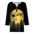 thumbnail image 5 of zaveiop Womens Christmas Shirts Long Sleeve V-Neck Button Down Fall Tunic Tops Reinder Print Loose Casual Blouse (Z2-Yellow, XL), 5 of 5