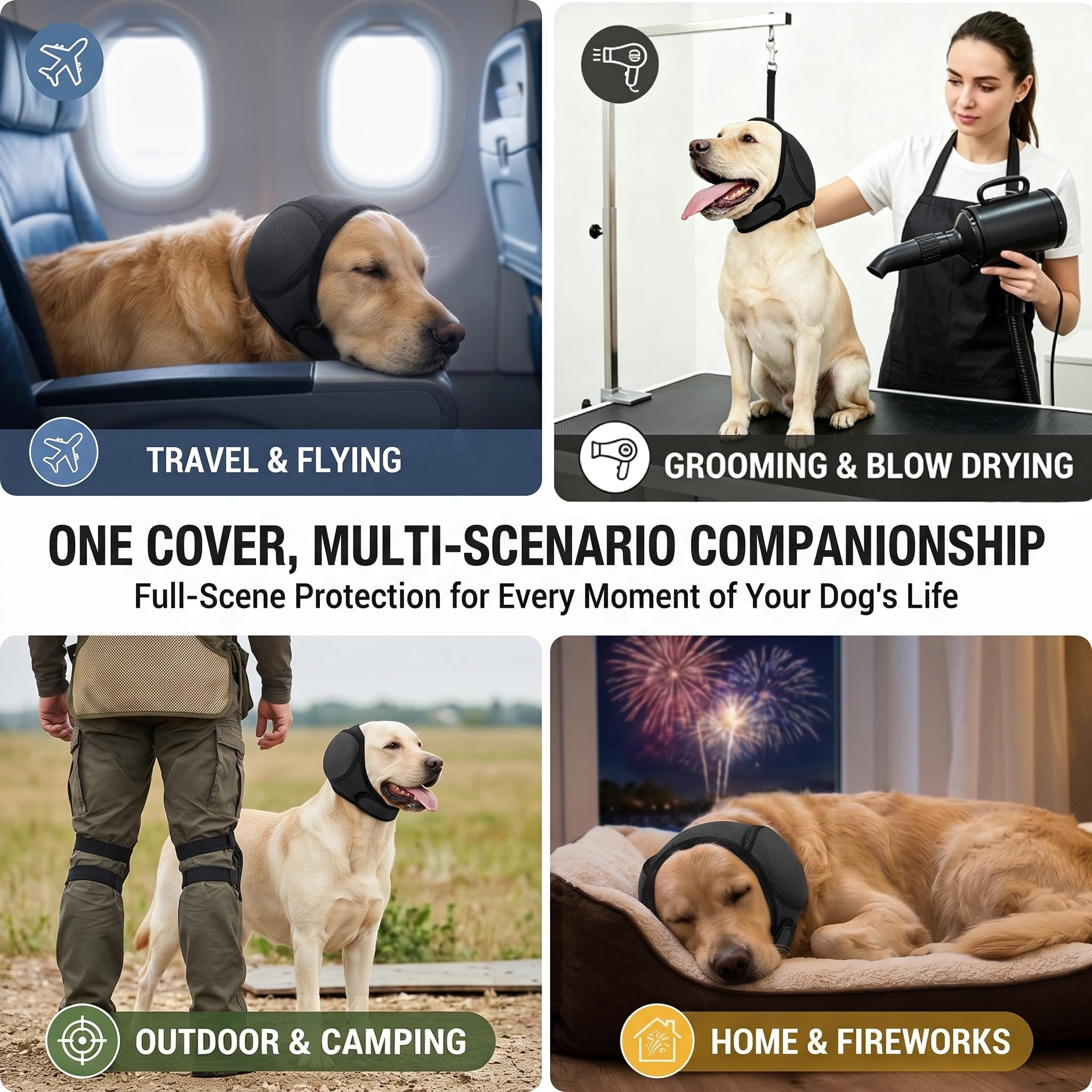 Calm Tails Ear Muffs for Dogs, Noise Cancelling Ear Wrap For Dogs, Ear Muffs, Sound Blocking Protection