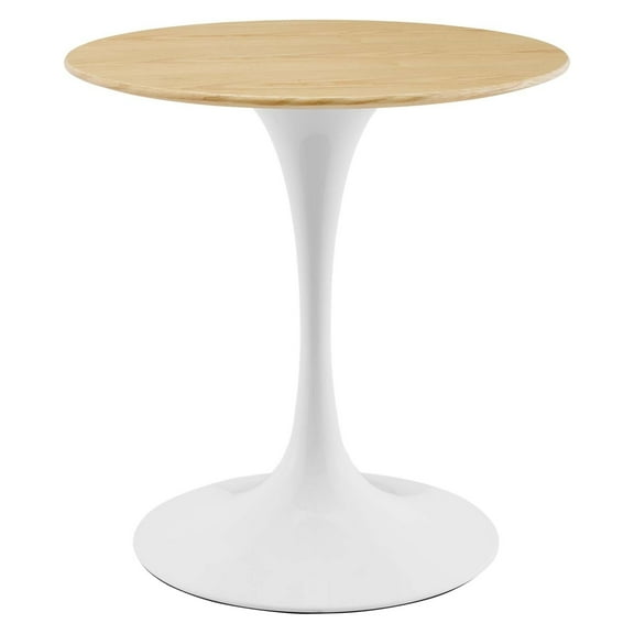 Modway Lippa 27.5" Round Modern Wood/Metal Dining Table in Natural/White