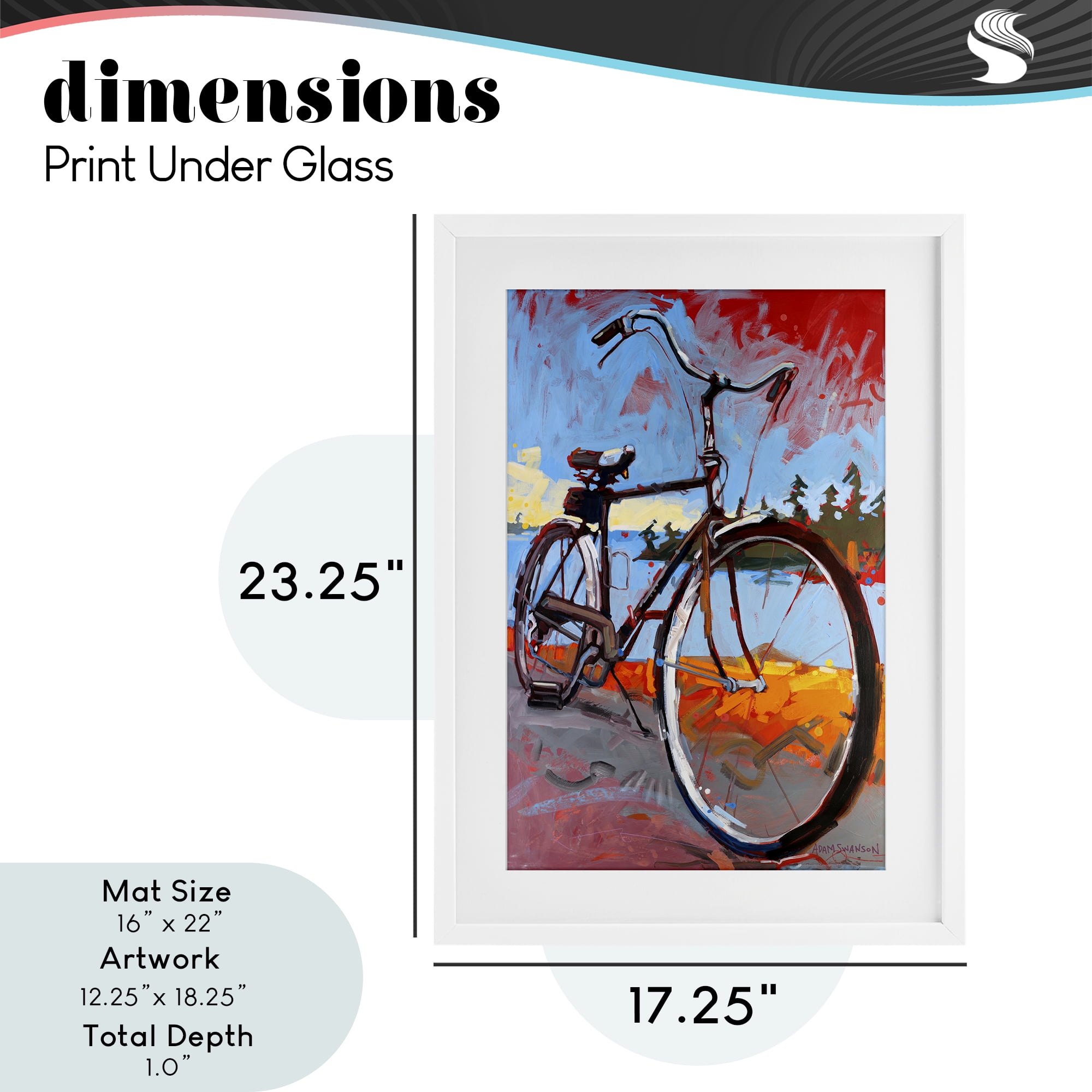 Tonight Bicycle Journey White Framed Print Under Glass, design by Adam Swanson