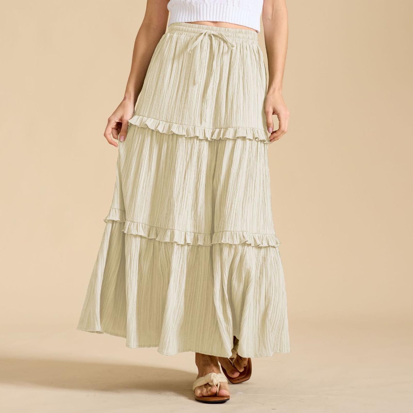 herlipto Round Tiered Long Skirt ベージュ S Her lip to スカート Sheer Pleated Tiered Skirt : ZOZOTOWN Yahoo!店