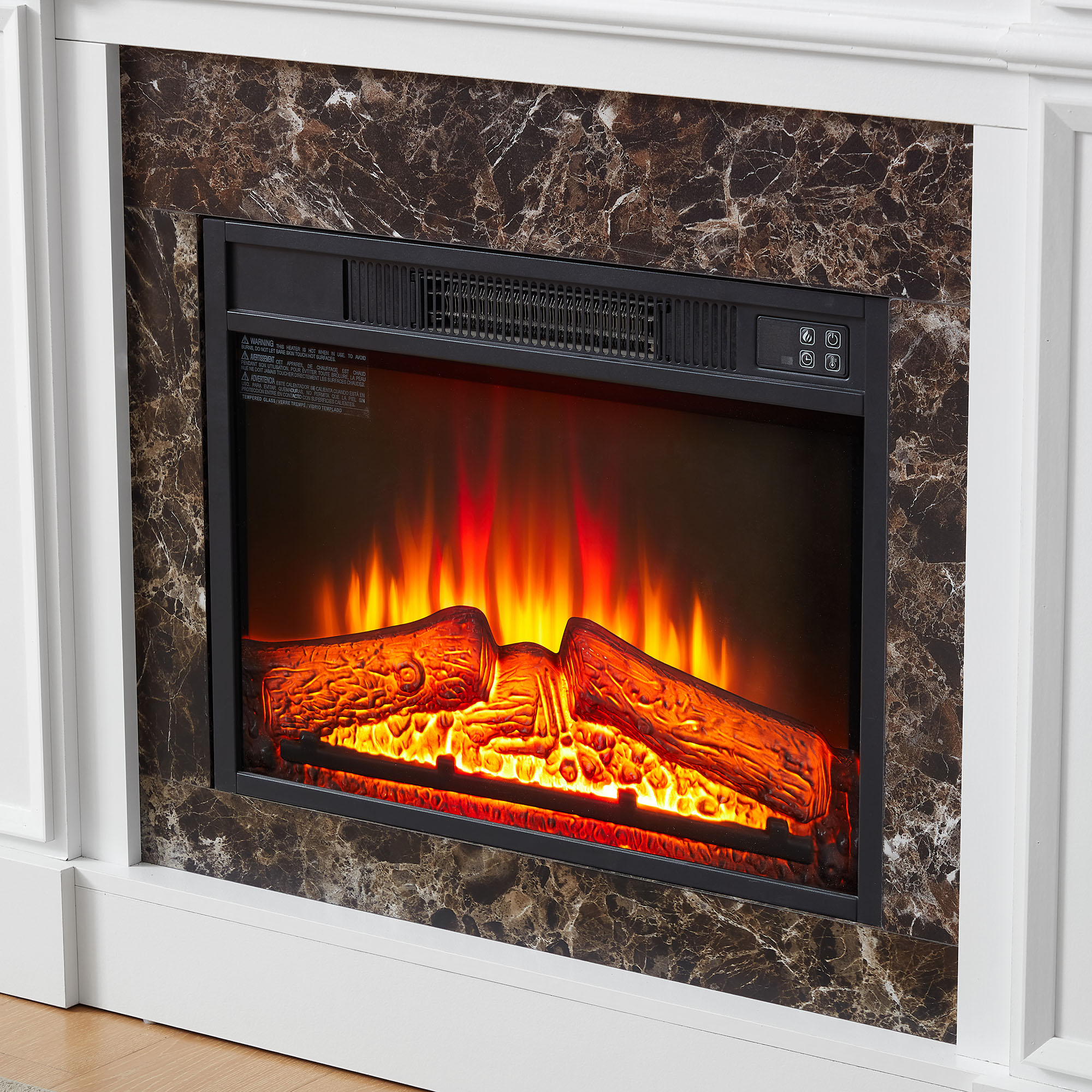 Electric Fireplace with Mantel Realistic Stacked Stone Surround 45.66"W*11.8"D*40"H Remote Control Timer LED Flame Compact And Space Saving