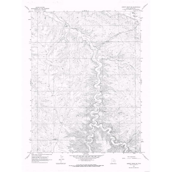 Topographical Map - Agency Draw Utah Quad - USGS 1966 - 23 x 30.75 - Vintage Wall Art