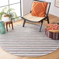 thumbnail image 2 of SAFAVIEH Montauk Raeburn Striped Cotton Area Rug, Grey/Ivory, 6' x 6' Round, 2 of 7